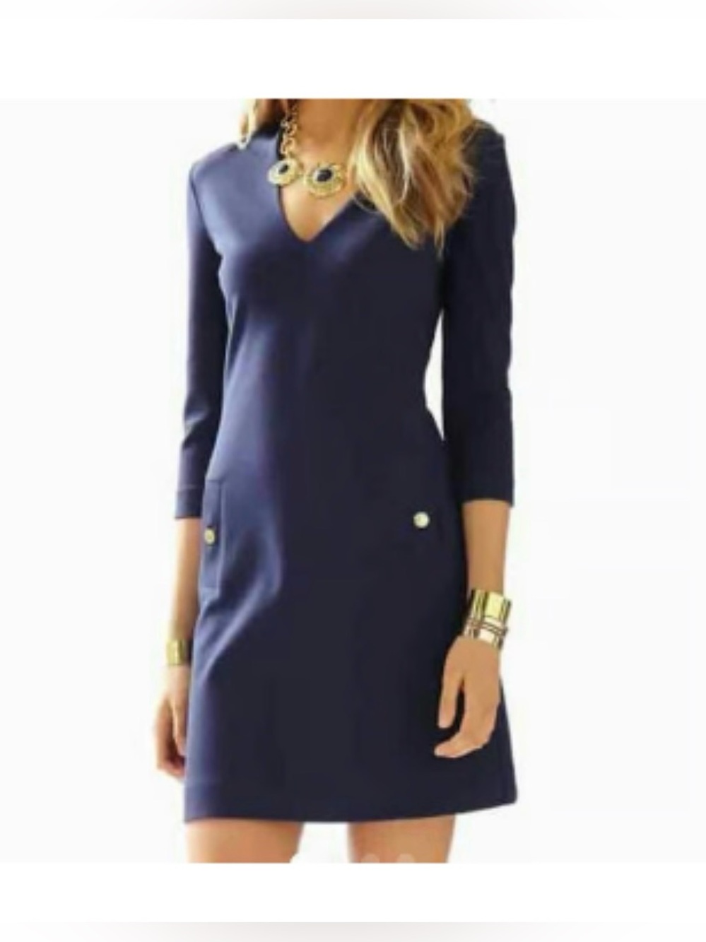 Lilly Pulitzer Navy V-Neck Mini Dress